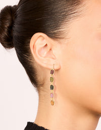 Gold Plated Oval Multicoloured Semi Precious Stone Hook Earrings - link has visual effect only