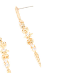 Gold Plated Cubic Zirconia Celestial Linear Earrings - link has visual effect only