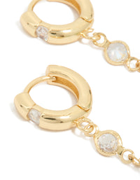 Gold Plated Green Semi Precious Stone Cubic Zirconia Teardrop Earrings - link has visual effect only