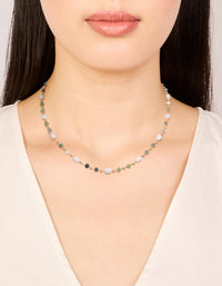 Gold Plated Green Semi Precious Stone & Pearl Necklace - link has visual effect only