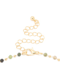 Gold Plated Green Semi Precious Stone & Pearl Necklace - link has visual effect only