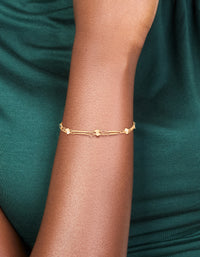 Gold Plated Cubic Zirconia & Bar Layered Bracelet - link has visual effect only