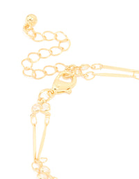 Gold Plated Cubic Zirconia & Bar Layered Bracelet - link has visual effect only