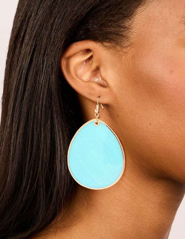 Gold Teardrop Shell Hook Earrings