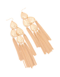 Gold Teardrop Tassel Drop Earrings - link has visual effect only