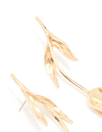 Gold Long Statement Flower Earrings - link has visual effect only