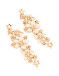 Gold Enamel Flower Drop Earrings - link has visual effect only