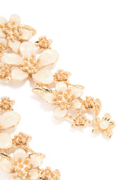 Gold Enamel Flower Drop Earrings - link has visual effect only