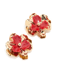 Gold Acrylic Organic Flower Stud Earrings - link has visual effect only