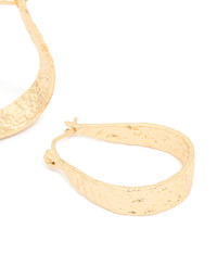Gold Plated Molten Teardrop Hoop Earrings - link has visual effect only