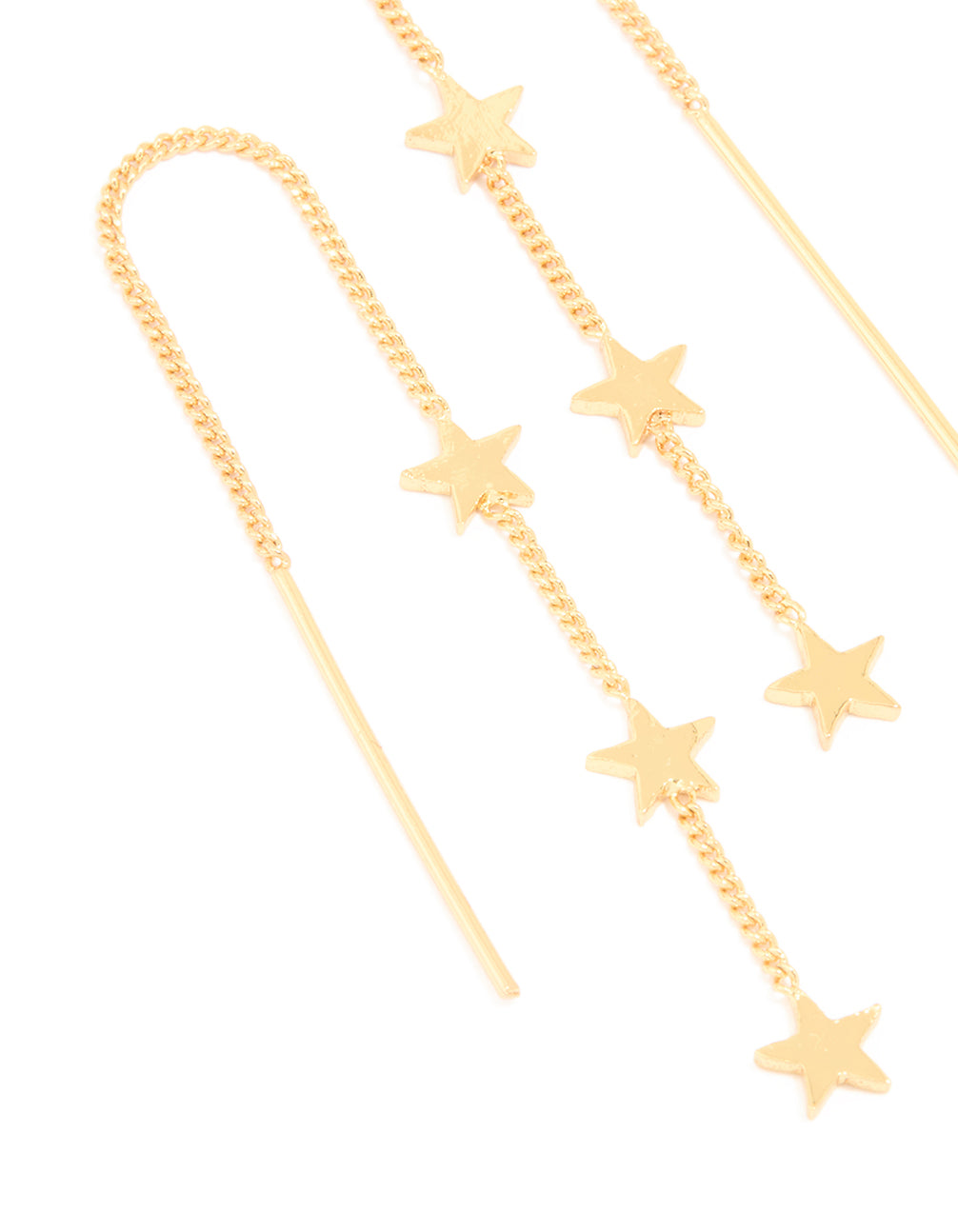 Gold Plated Triple Star Thread Through Earrings