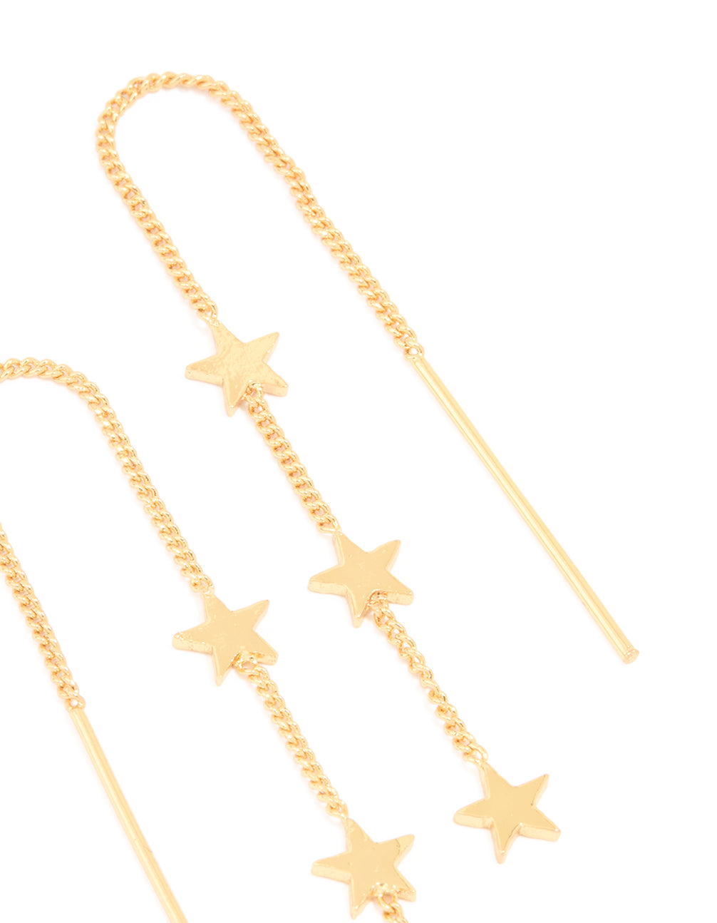 Gold Plated Triple Star Thread Through Earrings