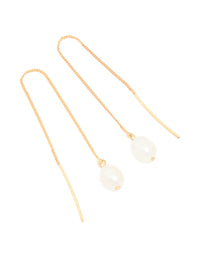 Gold Plated Freshwater Pearl Thread Through Earrings - link has visual effect only