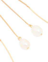 Gold Plated Freshwater Pearl Thread Through Earrings - link has visual effect only