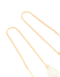 Gold Plated Freshwater Pearl Thread Through Earrings - link has visual effect only