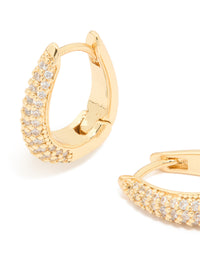 Gold Plated Cubic Zirconia Pavé Oval Hoop Earrings - link has visual effect only