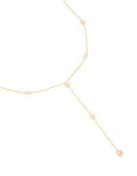 Gold Plated Cubic Zirconia Y-Necklace - link has visual effect only