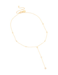 Gold Plated Cubic Zirconia Y-Necklace - link has visual effect only