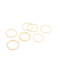 Gold Plated Twisted Mixed Band Rings 7-Pack - link has visual effect only