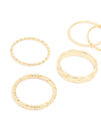 Gold Plated Twisted Mixed Band Rings 7-Pack - link has visual effect only