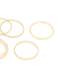 Gold Plated Twisted Mixed Band Rings 7-Pack - link has visual effect only