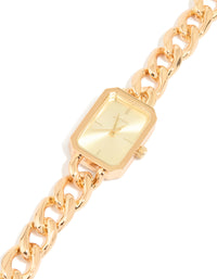 Gold Rectangle Chain Watch - link has visual effect only