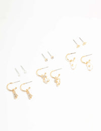 Gold Diamante Winter Mitten & Stocking Earrings 6-Pack - link has visual effect only