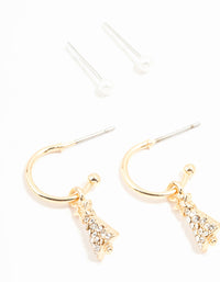 Gold Diamante Winter Mitten & Stocking Earrings 6-Pack - link has visual effect only