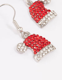 Silver Red Diamante Santa Hat Earrings - link has visual effect only