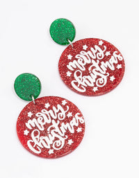 Red Acrylic Merry Xmas Drop Earrings - link has visual effect only