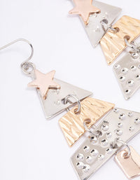 Mixed Metal Festive Tree Pieces Drop Earrings - link has visual effect only