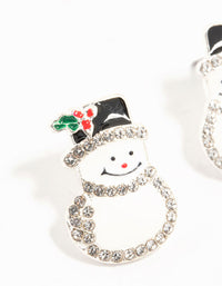 Mixed Metal Diamante Snowman Earrings - link has visual effect only