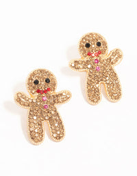Gold Diamante Gingerbread Men Earrings - link has visual effect only