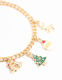 Gold Festive Tree Motif Ring & Festive Charm Bracelet Set - link has visual effect only