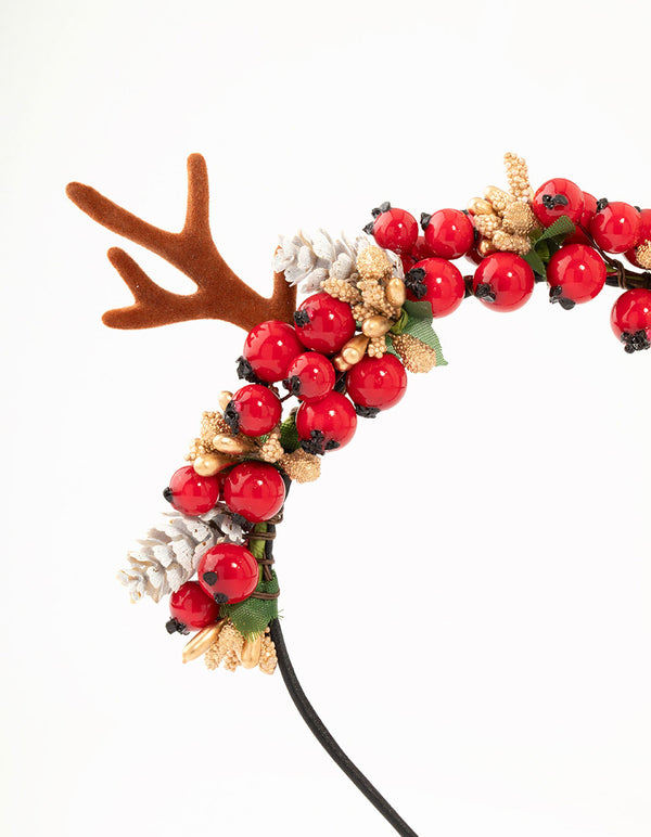 Fabric Reindeer Forest Wreath Headband