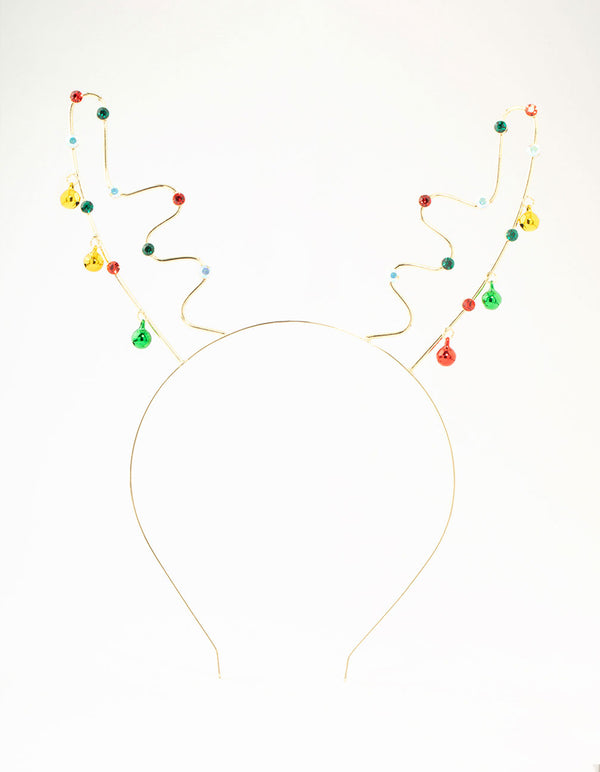 Gold Reindeer Jingle Bells Headband