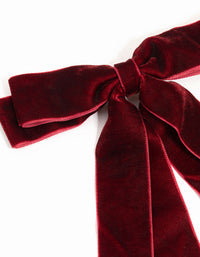 Burgundy Velvet Fabric Double Bow Hair Clip - link has visual effect only