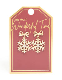 Gold Diamante Bow Snowflake Earrings - link has visual effect only