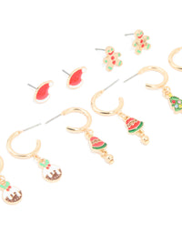 Gold Pudding & Bell Earrings 6-Pack - link has visual effect only