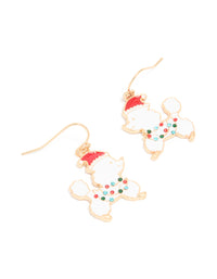 Gold Festive Poodle Diamante Light Collar Drop Earrings - link has visual effect only