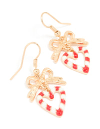 Gold Candy Cane Heart Earrings - link has visual effect only