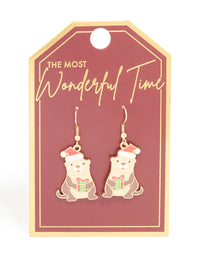 Gold Santa Hat Otter Drop Earrings - link has visual effect only