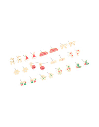Gold Stamped Bow & Reindeer Earrings 12-Pack - link has visual effect only
