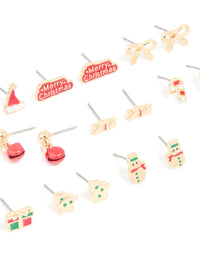 Gold Stamped Bow & Reindeer Earrings 12-Pack - link has visual effect only