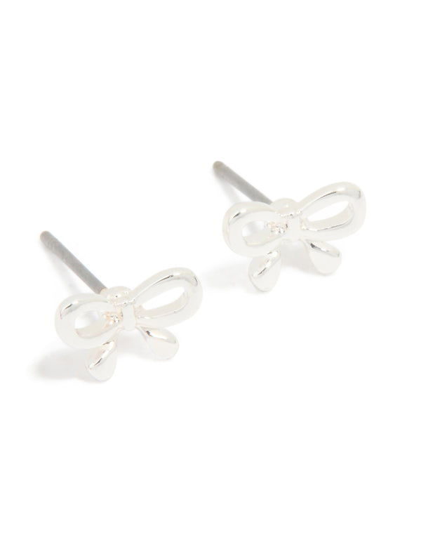 Silver Petite Bow Stud Earrings