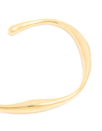 Waterproof Gold Plated Stainless Steel Organic Open Wrist Cuff - link has visual effect only