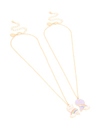 Kids Gold Pink & Purple Rainbow Cloud Heart BFF Necklaces Pack - link has visual effect only