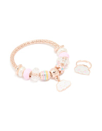 Kids Rose Gold Cloud Stretch Bracelet & Ring Set - link has visual effect only