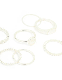 Silver Thin Wrap Circle Stacking Rings 8-Pack - link has visual effect only