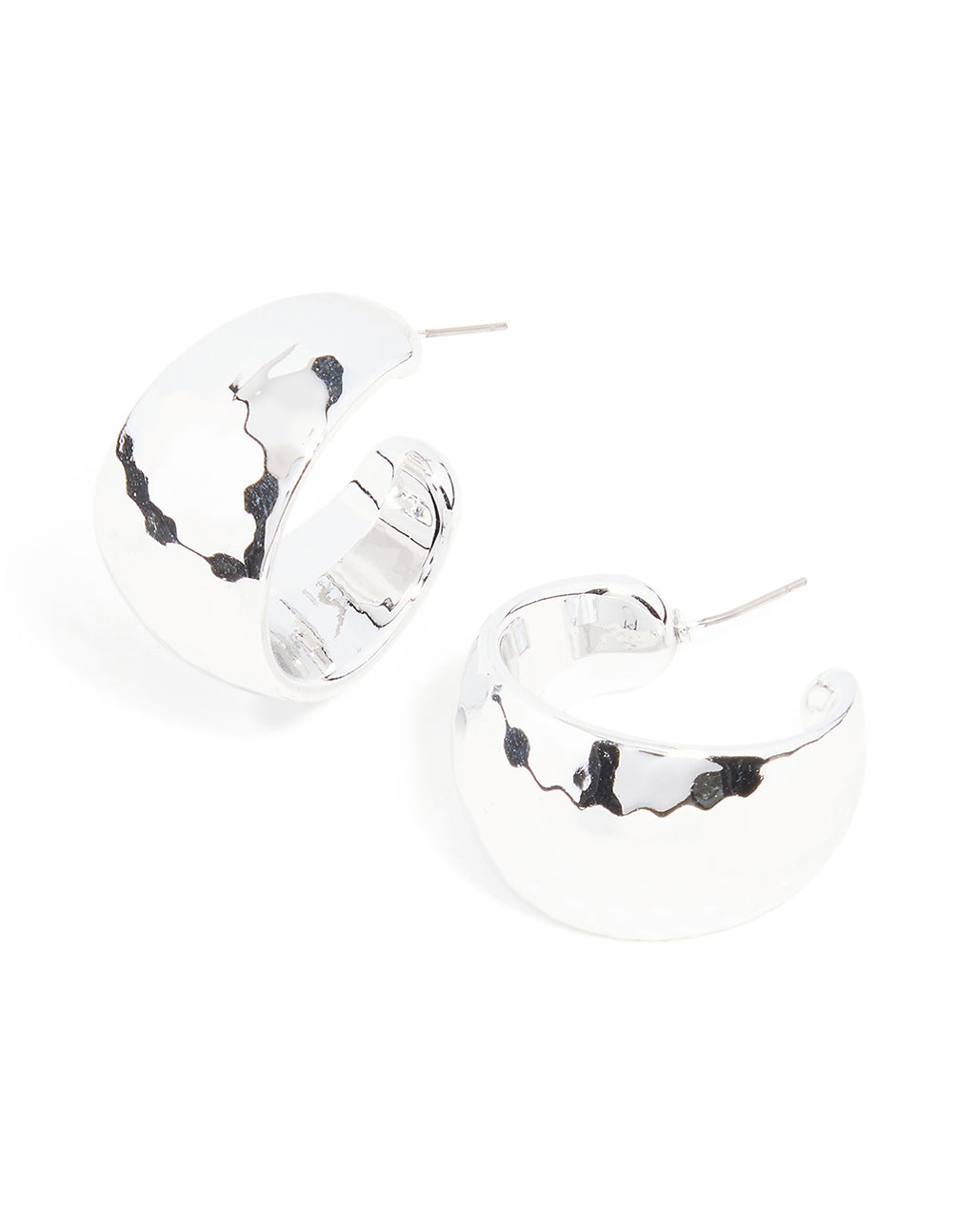 Silver Hammered Chunky Hoop Earrings